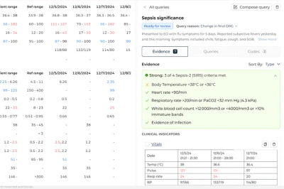 An image of the CDI Optimizer UI focusing on the query opportunities and vitals